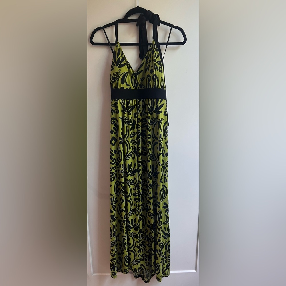 Apt. 9 Green and Black Halter Maxi Dress